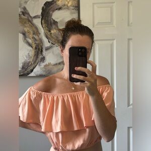 Peach Off The Shoulder Top